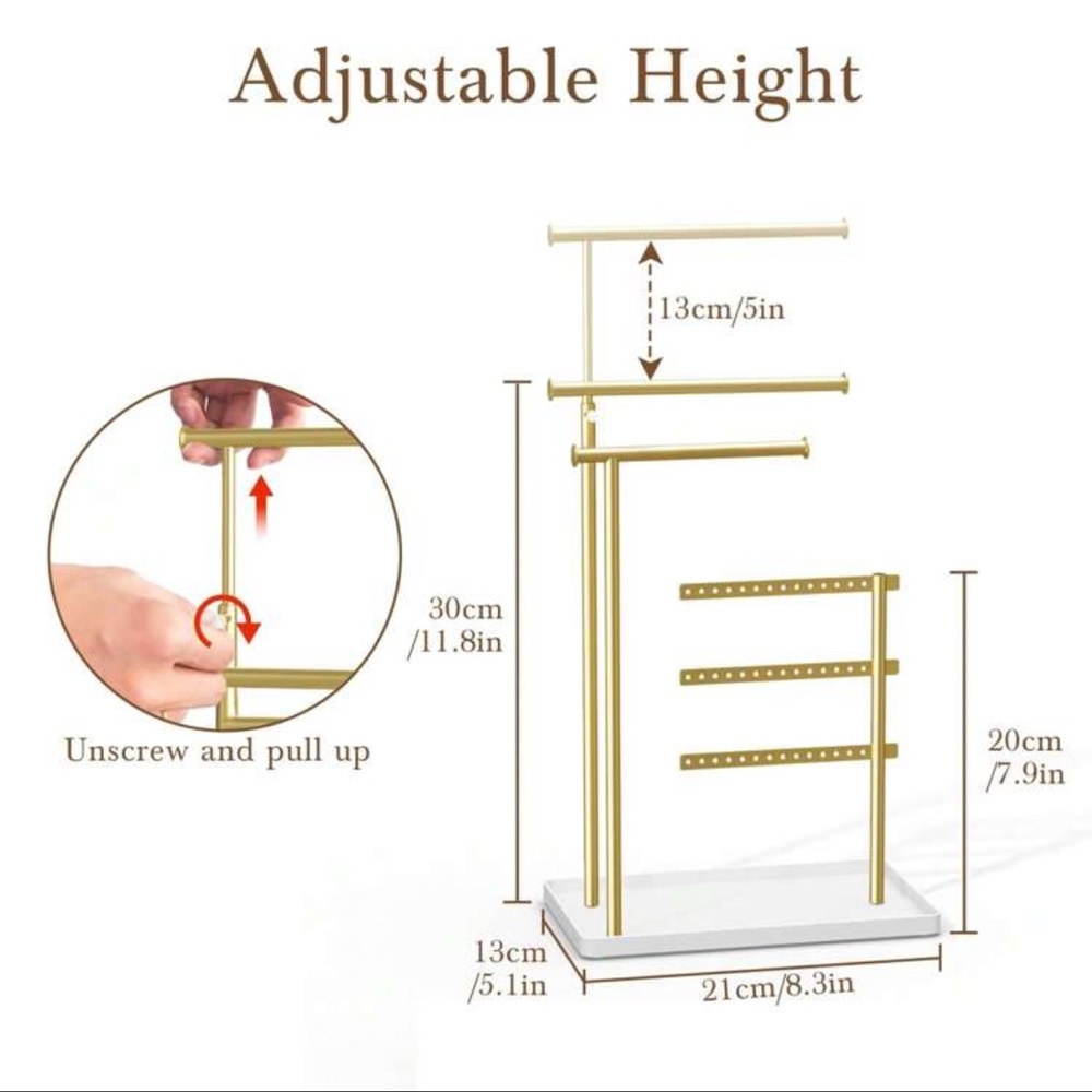 Adjustable Gold Jewelry Stand